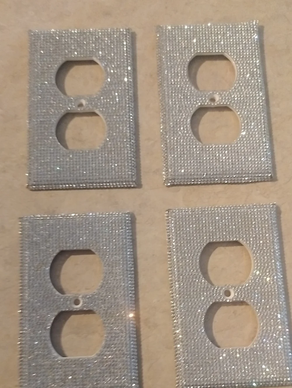 Silver Glitter Duplex Outlet Cover Plates - Set of 4